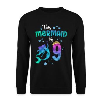 Cette sirène est 9 ans Sirène fille 9ème - Sweat-shirt Unisexe - noir - Devant - Alina (178cm) & Michal (187cm)