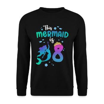 Cette sirène est 8 ans Sirène 8ème fille - Sweat-shirt Unisexe - noir - Devant - Alina (178cm) & Michal (187cm)