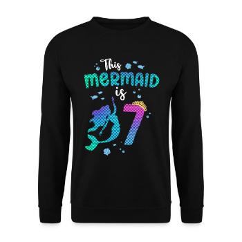 Diese Meerjungfrau ist 7 Jahre alt Meerjungfrau Mädchen 7. - Unisex Pullover - Schwarz - Vorne - Alina (178cm) & Michal (187cm)