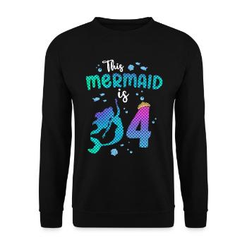 Cette sirène est 4 ans Sirène Fille 4ème - Sweat-shirt Unisexe - noir - Devant - Alina (178cm) & Michal (187cm)