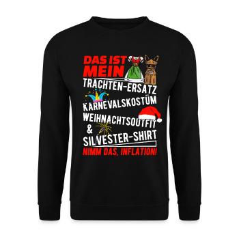 Trachten Ersatz Nimm Das Inflation Trachtenshirt - Unisex Pullover - Schwarz - Vorne - Alina (178cm) & Michal (187cm)