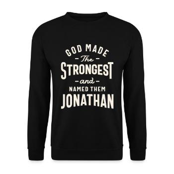 God Named the Strongest: Jonathan - Jonathan Name - Unisex Sweatshirt - black - Front - Alina (178cm) & Michal (187cm)