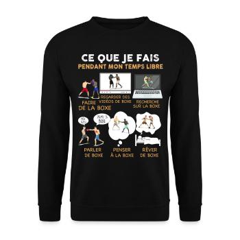 Boxe Temps Libre Humour Cadeau Homme Ou Enfant - Sweat-shirt Unisexe - noir - Devant - Alina (178cm) & Michal (187cm)