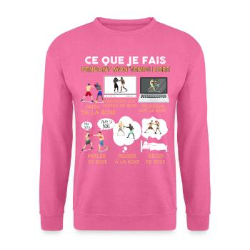 Boxe Temps Libre Humour Cadeau Homme Ou Enfant - Sweat-shirt Unisexe - rose - Devant