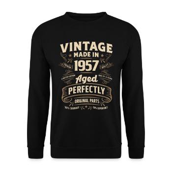 Vintage 66th Birthday Decorations Funny 1957 - Unisex Sweatshirt - black - Front - Alina (178cm) & Michal (187cm)
