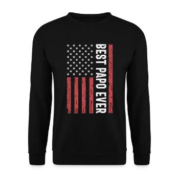 Best Papo Ever US American Flag Funny Grandpa - Unisex Sweatshirt - black - Front - Alina (178cm) & Michal (187cm)