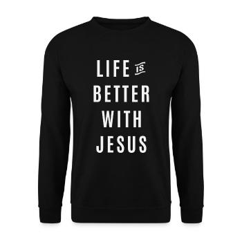 Experience Joy - Life is Better With Jesus Design - Unisex Sweatshirt - black - Front - Alina (178cm) & Michal (187cm)