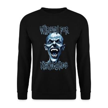 Albtraum Reißzähne Vampir wie ein Mensch, verrückt, Horror - Unisex Pullover - Schwarz - Vorne - Alina (178cm) & Michal (187cm)