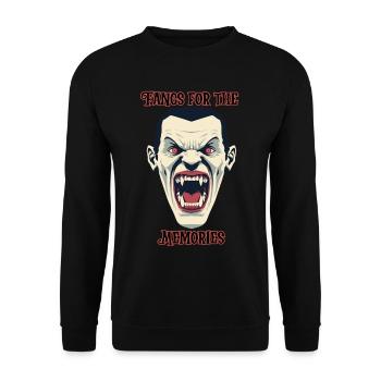 Dracula Vampire baring teeth, Halloween - Unisex Sweatshirt - black - Front - Alina (178cm) & Michal (187cm)