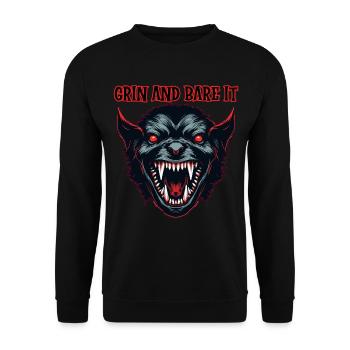 Demon head, Grin and bare it. - Unisex Sweatshirt - black - Front - Alina (178cm) & Michal (187cm)