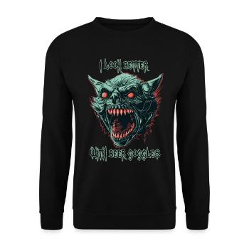 Dämonen-Ghul-Bierbrille - Unisex Pullover - Schwarz - Vorne - Alina (178cm) & Michal (187cm)