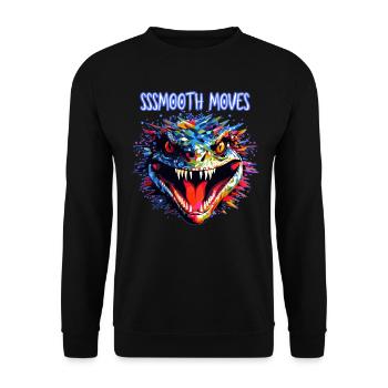 Schlangengesicht, Reptil , Sanfte Bewegungen - Unisex Pullover - Schwarz - Vorne - Alina (178cm) & Michal (187cm)