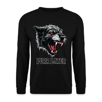 Demon Black cat, Purr Later - Unisex Sweatshirt - black - Front - Alina (178cm) & Michal (187cm)