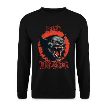 DEmon Kopf, stolzer Fangbanger - Unisex Pullover - Schwarz - Vorne - Alina (178cm) & Michal (187cm)