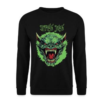 Dämonen-Ork-Kopf, Beiß mich - Unisex Pullover - Schwarz - Vorne - Alina (178cm) & Michal (187cm)