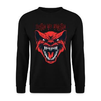 Red Demon Head, Dare to Stare - Unisex Sweatshirt - black - Front - Alina (178cm) & Michal (187cm)