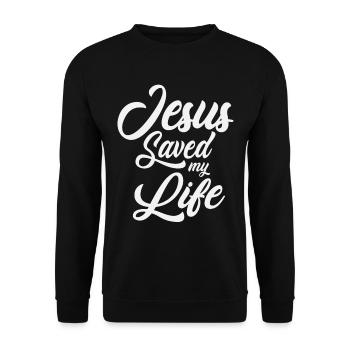 Jesus Saved My Life Christian Quote - Unisex Sweatshirt - black - Front - Alina (178cm) & Michal (187cm)