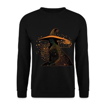 Hexen-Silhouettenprofil mit orangefarbener Umrandung, - Unisex Pullover - Schwarz - Vorne - Alina (178cm) & Michal (187cm)