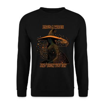 Silhouette de sorcière, La vie est une sorcière - Sweat-shirt Unisexe - noir - Devant - Alina (178cm) & Michal (187cm)