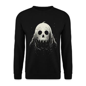 Tête de fantôme avec un visage de citrouille - Sweat-shirt Unisexe - noir - Devant - Alina (178cm) & Michal (187cm)