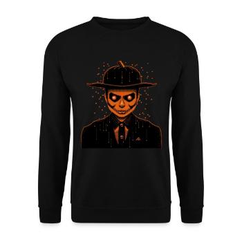 Homme squelette portant un chapeau et un manteau, Halloween - Sweat-shirt Unisexe - noir - Devant - Alina (178cm) & Michal (187cm)