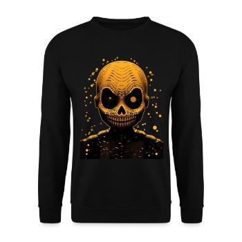 A Creepy Yellow Skeleton Head, Hlloween - Unisex Sweatshirt - black - Front - Alina (178cm) & Michal (187cm)
