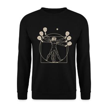 Vitruvian Man Padel Tennis Paddle - Sweat-shirt Unisexe - noir - Devant - Alina (178cm) & Michal (187cm)