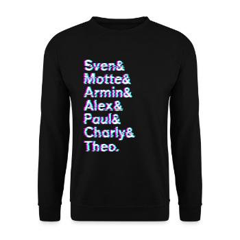 Techno Aesthetic Goth Rave 90er DJ Festival - Unisex Pullover - Schwarz - Vorne - Alina (178cm) & Michal (187cm)
