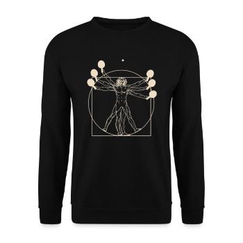 Vitruvian Man Pingpong Tischtennis Ping-Pong - Unisex Pullover - Schwarz - Vorne - Alina (178cm) & Michal (187cm)