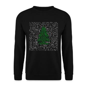 Arbre de Noël de la carte mère du processeur Circuit IT - Sweat-shirt Unisexe - noir - Devant - Alina (178cm) & Michal (187cm)