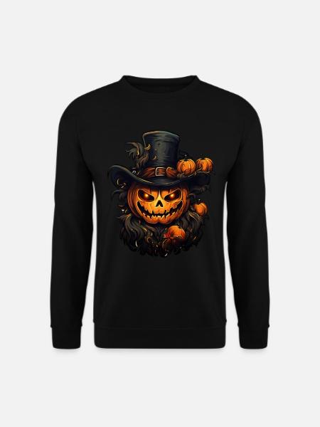 Scary Pumpkin Witch wearing tophat - Unisex Sweatshirt - black