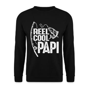 Reel Cool Papi Funny Fishing Grandpa - Unisex Sweatshirt - black - Front - Alina (178cm) & Michal (187cm)
