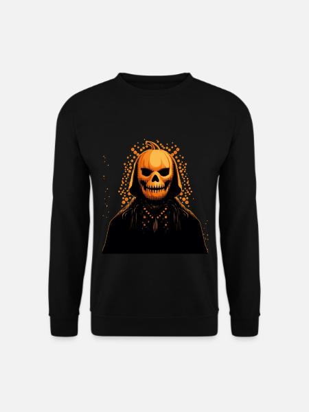 Kürbiskopf-Bösewicht mit Umhang. Halloween - Unisex Pullover - Schwarz