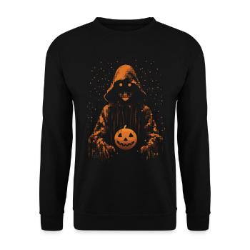 spooky man holding a jack o lantern pumpkin - Unisex Sweatshirt - black - Front - Alina (178cm) & Michal (187cm)