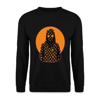 Spooky man wearing a polka dot hood - Unisex Sweatshirt - black - Front - Alina (178cm) & Michal (187cm)