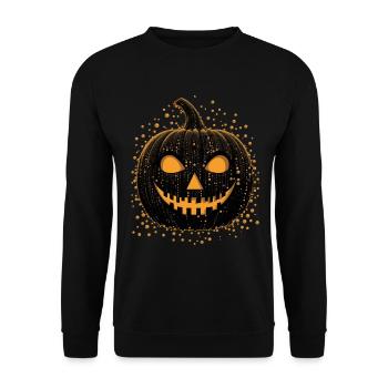 Unheimliche schwarze Jackolantern - Unisex Pullover - Schwarz - Vorne - Alina (178cm) & Michal (187cm)
