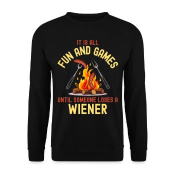 All Fun and Games Until Someone Loses Wiener - Unisex Sweatshirt - black - Front - Alina (178cm) & Michal (187cm)