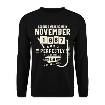 November 1967 56th Birthday Gifts 56 Year Old - Unisex Sweatshirt - black - Front - Alina (178cm) & Michal (187cm)