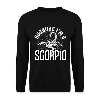 Weil ich ein Skorpion - Sternzeichen bin - Unisex Pullover - Schwarz - Vorne - Alina (178cm) & Michal (187cm)