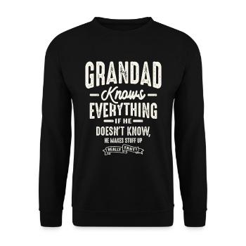 Grandad Knows Everything Funny Grandpa - Unisex Sweatshirt - black - Front - Alina (178cm) & Michal (187cm)