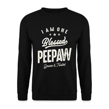 I Am One Bless Peepaw Funny Grandpa - Unisex Sweatshirt - black - Front - Alina (178cm) & Michal (187cm)