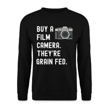 Film Camera grain fed funny photography gift - Unisex Sweatshirt - black - Front - Alina (178cm) & Michal (187cm)