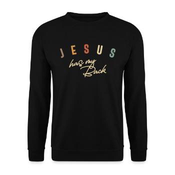 Jesus Has My Back Inspirational Christian Quote - Unisex Sweatshirt - black - Front - Alina (178cm) & Michal (187cm)
