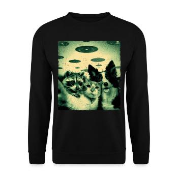 Waaaas ? Nous? Nopee Alien, Chat, Chien, Paresseux, OVNI - Sweat-shirt Unisexe - noir - Devant - Alina (178cm) & Michal (187cm)