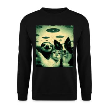 Waaaas ? Nous? Nopee Alien, Chat, Chien, Paresseux, OVNI - Sweat-shirt Unisexe - noir - Devant - Alina (178cm) & Michal (187cm)
