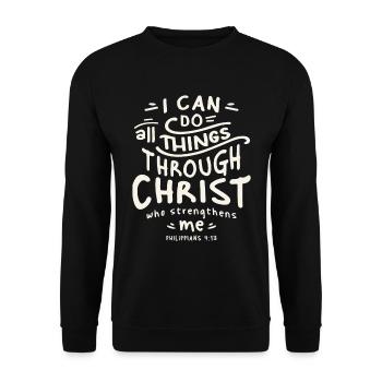 All Things Possible - Philippians 4:13 Christian - Unisex Sweatshirt - black - Front - Alina (178cm) & Michal (187cm)
