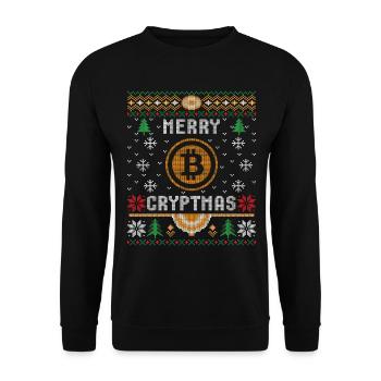 Merry Cryptmas Bitcoin Christmas - Unisex Sweatshirt - black - Front - Alina (178cm) & Michal (187cm)