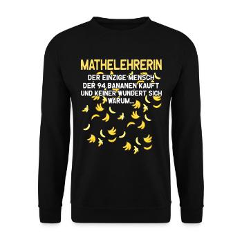 Mathelehrerin Mathematik Mathe Bananen Lehramt - Unisex Pullover - Schwarz - Vorne - Alina (178cm) & Michal (187cm)