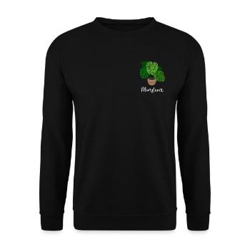 Monstera Flora Houseplant Gardener - Unisex Sweatshirt - black - Front - Alina (178cm) & Michal (187cm)