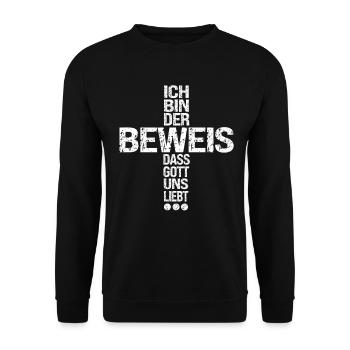 Kreuz Gott liebt uns Glaube Kirche Religion - Unisex Pullover - Schwarz - Vorne - Alina (178cm) & Michal (187cm)